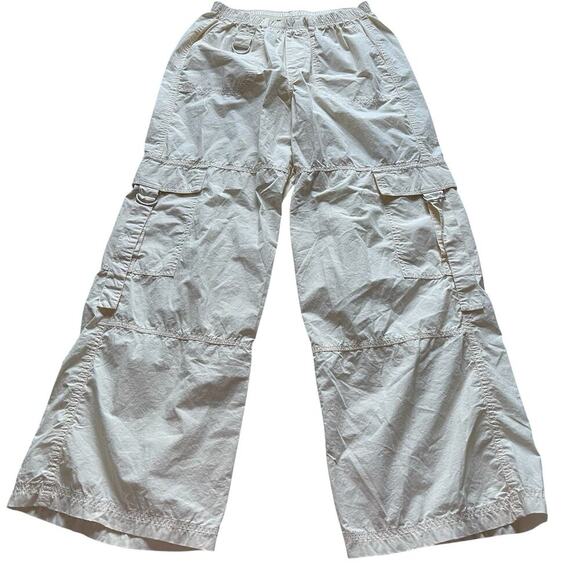 Wild Fable Mid-Rise Wide Leg Pull-On Cargo Pants Size S Cream Y2K Utility - Picture 2 of 6